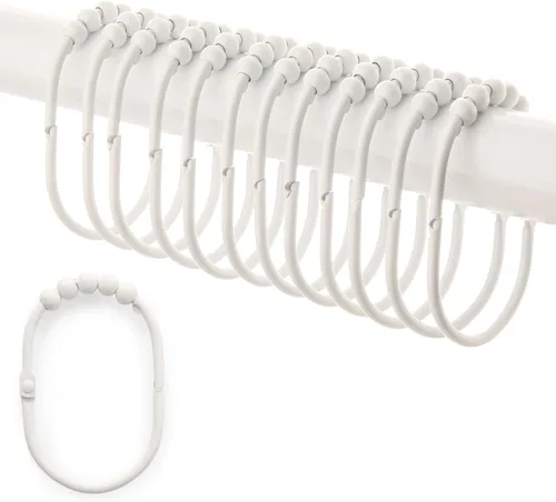 Miniatura 9 de 2 Lb. Depot Juego de 12 anillos anchos para cortina de ducha, fáciles de deslizar y a prueba de óxido, ganchos de cortina de ducha de acero Negro