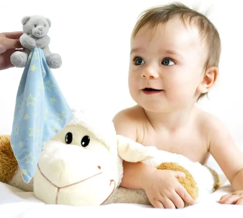 Miniatura 6 de CREVENT - Manta de felpa acogedora para bebé, mantita de seguridad con caras de animales para niños pequeños, regalo para bebés recién nacidos