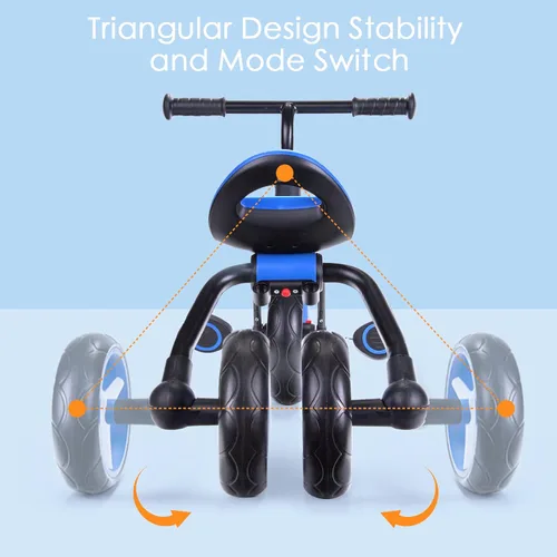 Miniatura 9 de YGJT Triciclo 4 en 1 para niños pequeños de 2 a 5 años, triciclos plegables para niños pequeños con asiento ajustable y pedal extraíble, juguetes