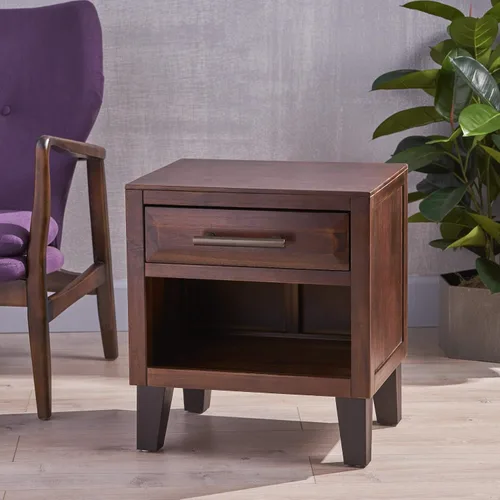 Miniatura 5 de GLENDORA rústico acacia de grano natural baúl de madera Mesita de noche