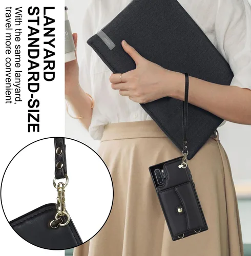 Miniatura 5 de Asuwish Funda de teléfono para Samsung Galaxy Note 10 5G con bloqueo RFID, tarjetero de crédito, correa cruzada de muñeca, accesorios de cuero