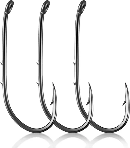 Dr.Fish Paquete de 100 anzuelos de pesca de agua dulce, ojo abajo, compensación, lucioperca, trucha/crappie/panfish/Bluegill pesca en agua salada