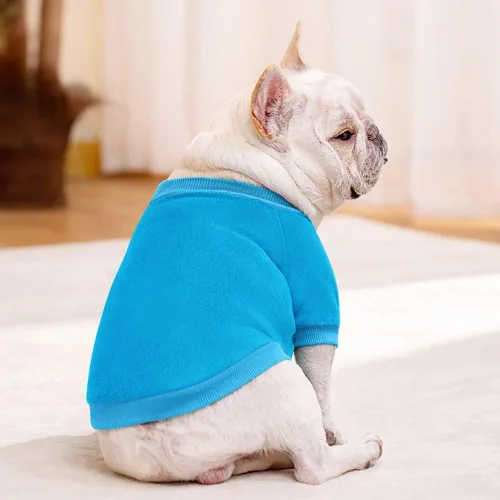 Miniatura 2 de Idepet Suéter de vellón para perros – Sudadera suave para cachorros y camisa cálida de invierno para perros y gatos pequeños (Azul, S)