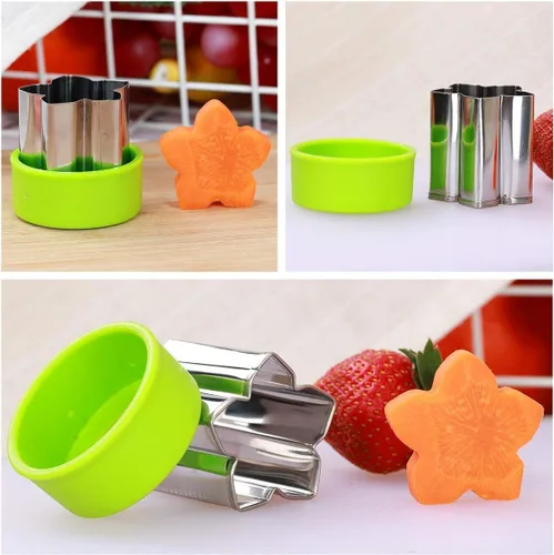 Miniatura 2 de Juego de 3 moldes para cortar verduras, mini cortadores de galletas, moldes para hornear y complementos alimenticios, accesorios (estrella)