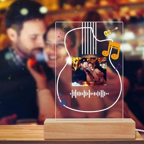 Placa de arte musical personalizada con luz nocturna escaneable, cubierta de álbum de fotos, lámpara LED, regalo personalizado para el día del