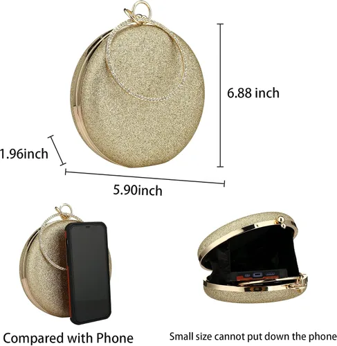 Miniatura 2 de Gets Bolso de mano con asa superior para mujer, con anillo circular de diamantes de imitación