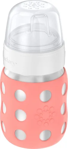 Miniatura 2 de Lifefactory Biberón de cuello ancho aislado al vacío de acero inoxidable de 8 onzas con pezón para sorber, melón, LS2251WCA4 Cantaloupe