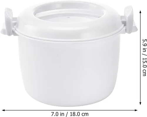 Miniatura 2 de OSALADI - Arrocera para microondas, pequeño recipiente portátil de grado alimenticio de 1-2 litros para arroz, verduras, sopas, fideos, cocina