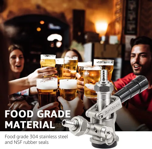 Miniatura 6 de Sankey - Acoplador de barril D, cuerpo y sonda de acero inoxidable 304 American D, acoplador de grifo de barril de cerveza Sankey con mango