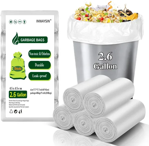 Miniatura 9 de Inwaysin - Bolsas de basura de 13 galones de alto, bolsas de basura negras biodegradables, 75