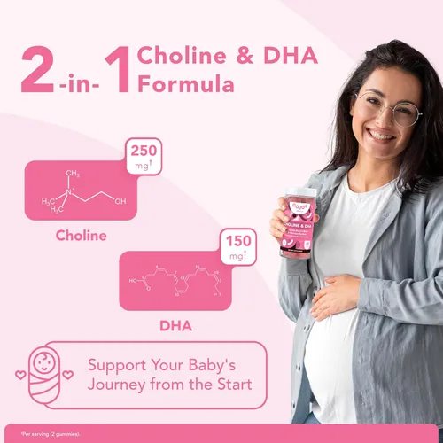 Miniatura 7 de GOJOY NATURALS Gomitas de colina prenatal y DHA - Suplemento vitamínico en gomitas desde la preconcepción hasta el posnatal para mujeres embarazadas