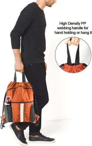Miniatura 6 de BeeGreen Mochila con cordón y compartimento para zapatos, mochila grande para gimnasio y deportes