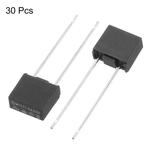 Miniatura 3 de uxcell 30pcs DIP montado en miniatura cuadrado lento golpe micro fusible para piezas electrónicas PCB LCD reparación, 1.6A 250V, negro