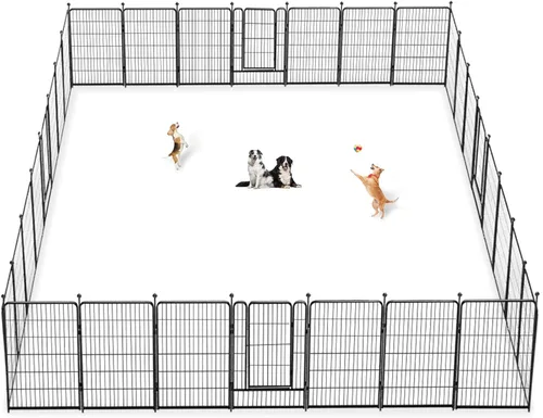 Miniatura 11 de Corralito para perros de 40 pulgadas, 32 paneles, para interiores y exteriores, para perros grandes, medianos y pequeños, valla de metal resistente