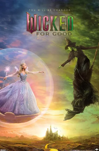Miniatura 13 de Wicked: For Good (2025) - Póster de pared de una hoja de burbujas, 22.4 pulgadas de largo x 14.7 pulgadas de ancho, versión enmarcada de madera