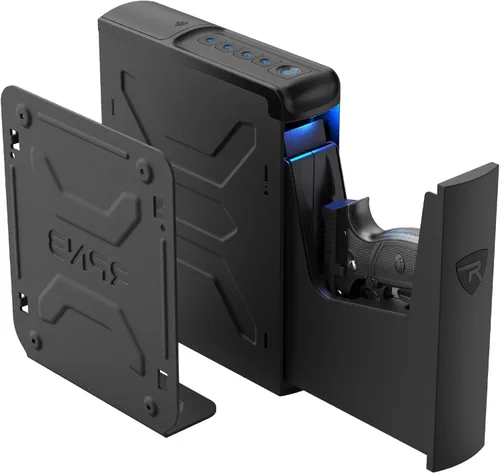RPNB Caja fuerte para armas, Caja fuerte biométrica montada para mesita de noche con puerta corredera de acceso rápido, Cajas fuertes para pistolas