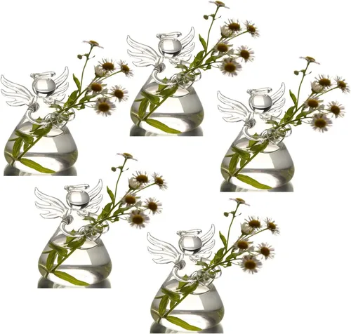 Jarrones de cristal con diseño de ángel para plantas y terrarios, florero colgante para decoración de boda, adornos de jardín, maceta colgante