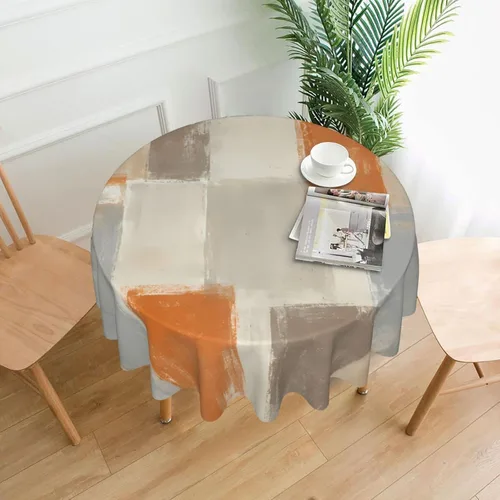 Miniatura 2 de Mantel rústico de madera para mesa redonda de estilo campestre, mantel de cocina y comedor turquesa, lavable, para decoración, 60x90 pulgadas