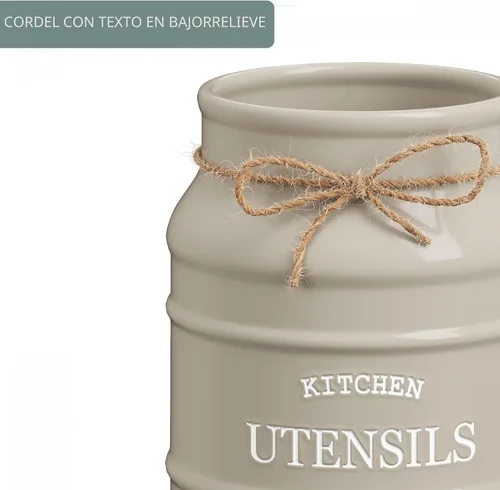 Miniatura 9 de Barnyard Designs Soporte de utensilios de cerámica de granja para encimera de cocina, gran vajilla rústica, organizador de herramientas de cocina