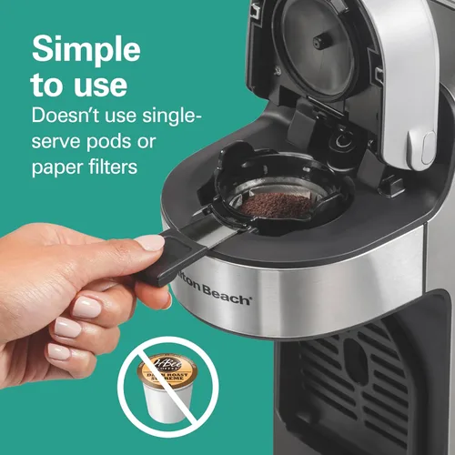 Miniatura 4 de Hamilton Beach The Scoop - Cafetera de una sola porción y cafetera de molido rápido para tazas de 8-14 onzas, se prepara en minutos, depósito