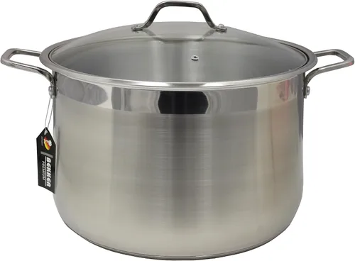 BEKKER Olla de acero inoxidable con tapa y parte inferior triple (21.5 cuartos de galón)