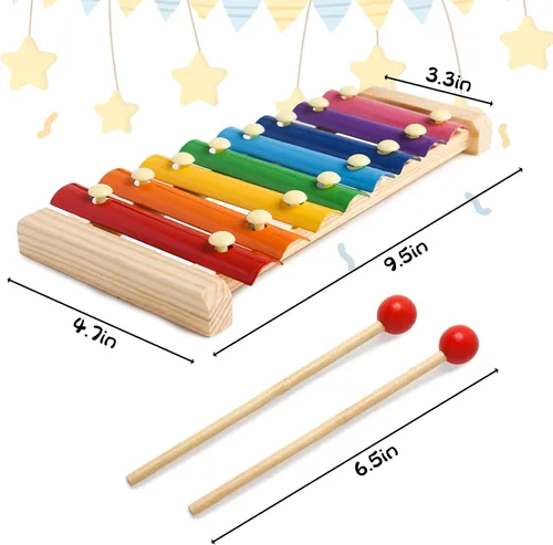Miniatura 2 de MCPINKY Xilófono para niños, juguete musical xilófono con mazos seguros para niños, instrumentos musicales educativos, juguete para niños pequeños