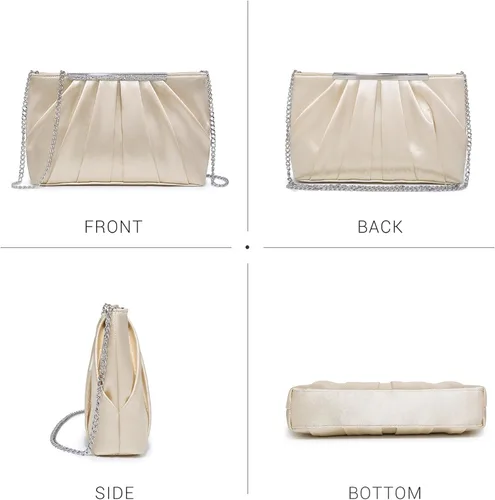 Miniatura 3 de Dasein - Bolsos de mano elegantes con pliegues para mujer, bolsos formales de noche con diamantes de imitación para bodas, fiestas, graduaciones