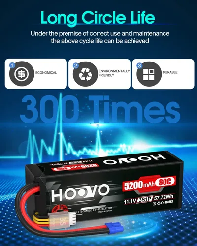 Miniatura 6 de HOOVO 11.1V 3S Lipo Batería 5200mAh 80C Estuche rígido con conector EC3 para RC Car Boat Truck Heli Avión Hobby FPV Racing