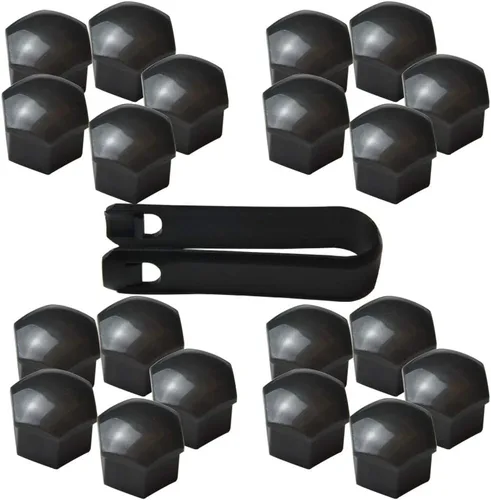 Tapas de tuercas de rueda de 0.71 pulgadas compatibles con Audi BMW Mercedes con herramienta de extracción, 20 unidades (gris)