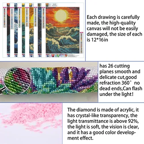 Miniatura 6 de DOTSOPS Kits de pintura de diamantes para adultos, kit de pintura para manualidades, manualidades, paquetes de arte de diamantes 5D, kits completos