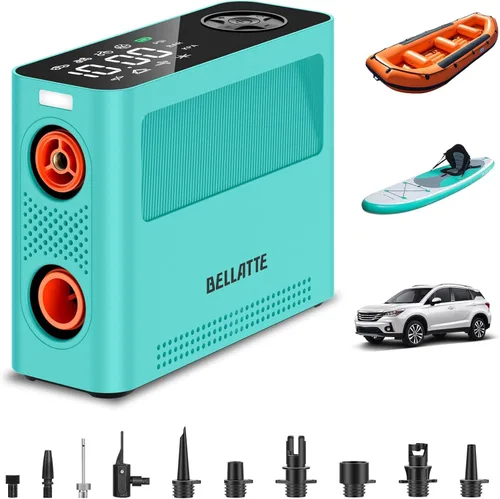 Electric Paddle Board Pump 150PSI - 4X Faster SUP Pump, Auto Air Compressor for SUP, Car Tires, Bike, Ball, Kayak, Tent, Float (Portable & Auto-Off