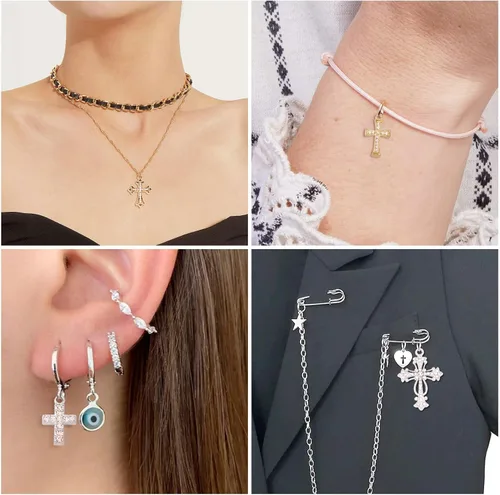 Miniatura 4 de Craftdady Colgantes de diamantes de imitación de cristal dorado colgantes colgantes colgantes pulsera dijes de platino cruz collar colgantes