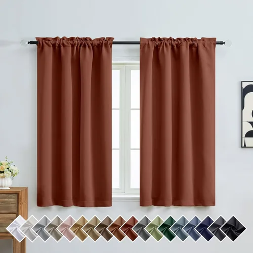 Miniatura 99 de OVZME Cortinas opacas turquesa para tratamiento de ventanas pequeñas, cortinas cortas con bloqueo de luz para ventana de cocina sobre el fregadero