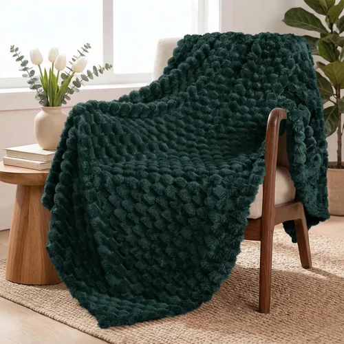 Miniatura 43 de Exclusivo Mezcla - Manta de vellón extragrande, 50 x 70 pulgadas, elegante, tela jacquard suave, mullida, acogedora y ligera, para invierno