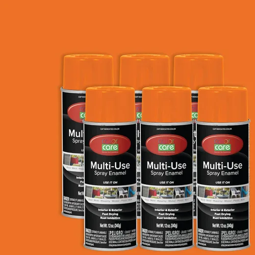 Miniatura 9 de Pintura en aerosol, 12 onzas, paquete de 6 (mezcla de colores cálidos: blanco brillante, rojo rubí, naranja, amarillo, marrón, negro brillante)