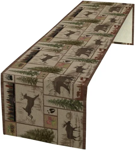 Miniatura 30 de Camino de mesa con estampado de vaca, camino de mesa estilo occidental con estampado de cuero de vaca en blanco y negro, decoración de mesa
