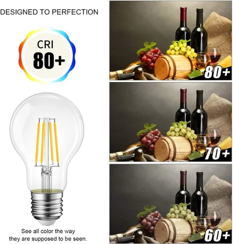 Miniatura 3 de Bombillas LED E26, equivalente a 40 W, 4000 K, bombilla de filamento LED clásico de vidrio transparente A19, no regulable, paquete de 6 4000 K