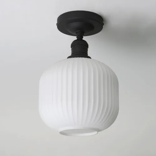Pathson Vintage Flush Mounted Ceiling Light with Milk White Glass, Modern Ceiling Lamp Fixture for Farmhouse Hallway Foyer Loft Living Room Bedroom