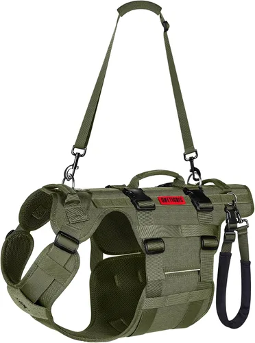 Miniatura 11 de OneTigris Arnés de elevación para perros grandes, soporte de cadera para perros, elevador de cuerpo completo con asas Invictus Chaleco Negro