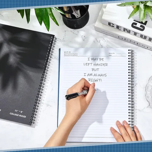 Miniatura 6 de Jutom 2 blocs de cuadernos jumbo para zurdos de 11 x 8.5 pulgadas, encuadernados con alambre para zurdos, 200 páginas, diario inspirador para negro