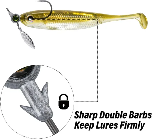 Miniatura 3 de Dr.Fish Paquete de 10 jigs Underspin Jigs Heads 3D Eye Freshwater Swimbait Jig Freshwater Bass Walleye Fishing Mustad Hooks Sauce Blade 1/8oz, Sin