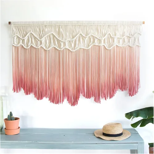 Etlegor Tapiz de macramé para colgar en la pared, estilo nórdico, tapiz bohemio teñido con borlas, decoración de pared tejida para decoración del