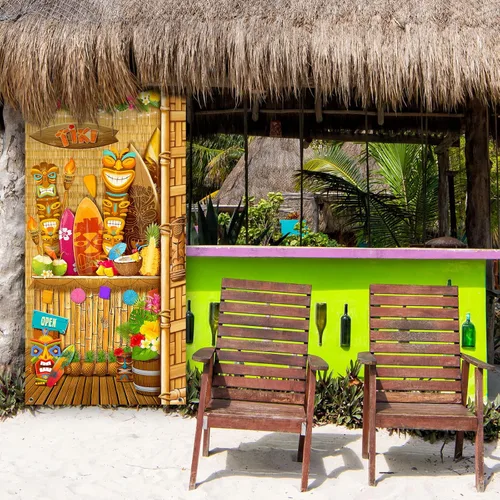 Miniatura 2 de Blulu Hawaiian Luau - Decoración de fiesta de Tiki para puerta, cartel de puerta de tótem, cartel tropical Aloha, telón de fondo hawaiano de verano