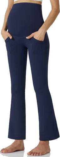 Miniatura 6 de POSHDIVAH Pantalones de yoga de maternidad para mujer, para trabajo, descanso, elásticos, corte de bota, pantalones acampanados para embarazo