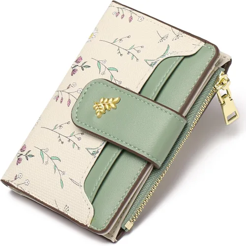 Miniatura 17 de GAEKEAO Billeteras pequeñas para mujer, con bloqueo RFID, de cuero, plegable, con cremallera, bolsillo para tarjetas de crédito, con ventana