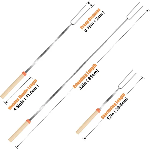 Miniatura 2 de BRIOUT - Palos para asar malvaviscos - Palitos para s'mores para fogata - Brochetas para hot dog y malvaviscos para fogata de camping - Tenedores