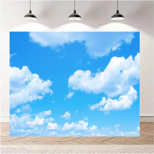 Miniatura 5 de Telones de fondo de fotografía con tema de nubes blancas de cielo azul, 7 x 5 pies, cielo claro, para niños, fiesta de cumpleaños, cartel de recién