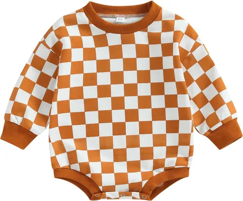 Miniatura 35 de Karuedoo Sudadera a cuadros para bebé niño y niña, mameluco de gran tamaño, manga larga, con burbujas, ropa neutra para otoño