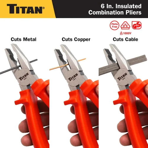 Miniatura 6 de Titan 73326 Alicates combinados aislados VDE de 6 pulgadas