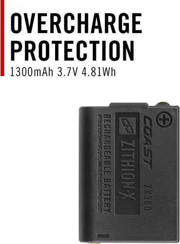 Miniatura 4 de Coast ZX360 Lithium-Ion Rechargeable Battery with Battery Charge Indicator and Overcharge Protection, USB-C ***ONLY Compatible FLX25R and FLX27R